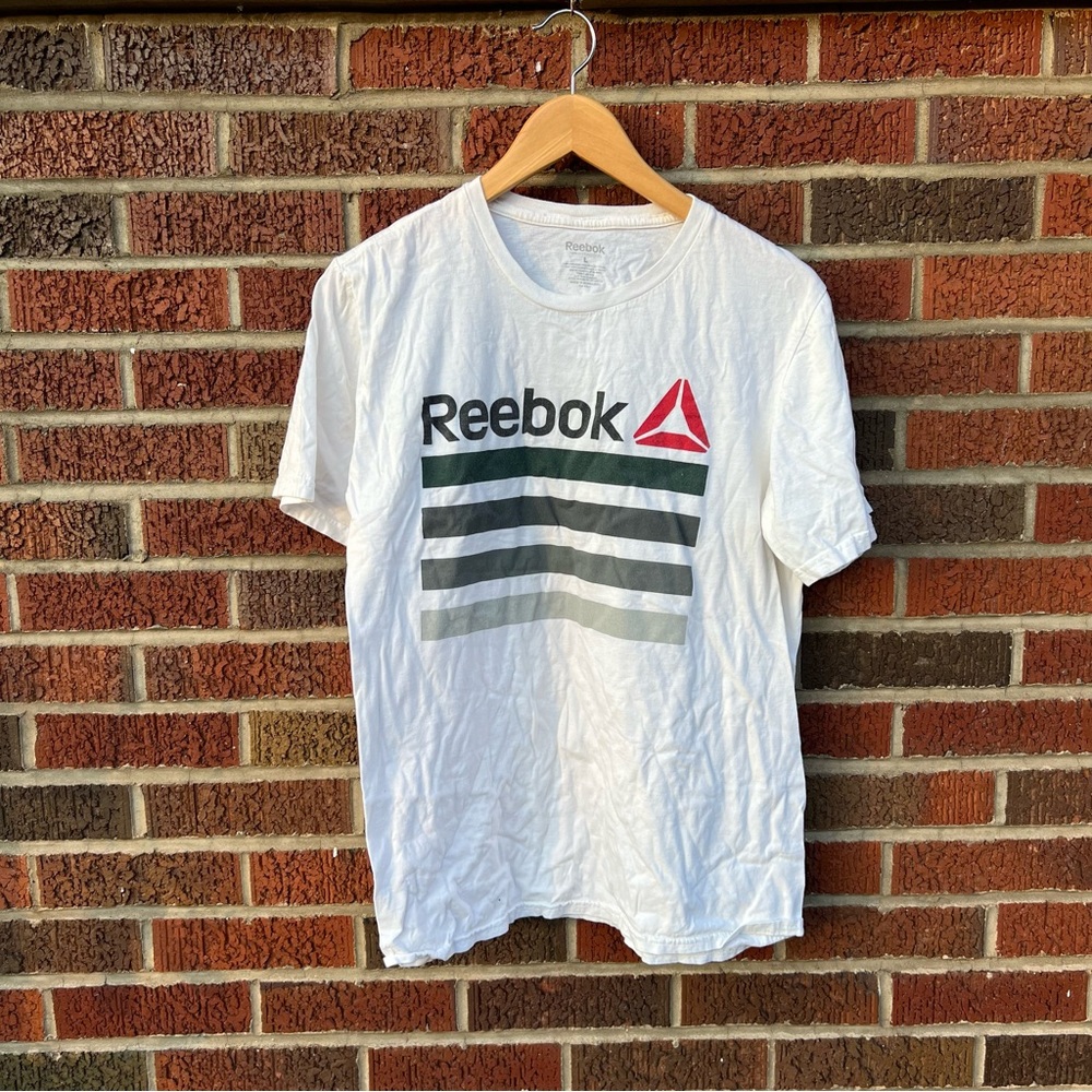Reebok Men’s White and Black Short Sleeve Tee Shirt